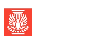 The Institute of Architects logo. Icon of an eagle in front of a classic column in a red square