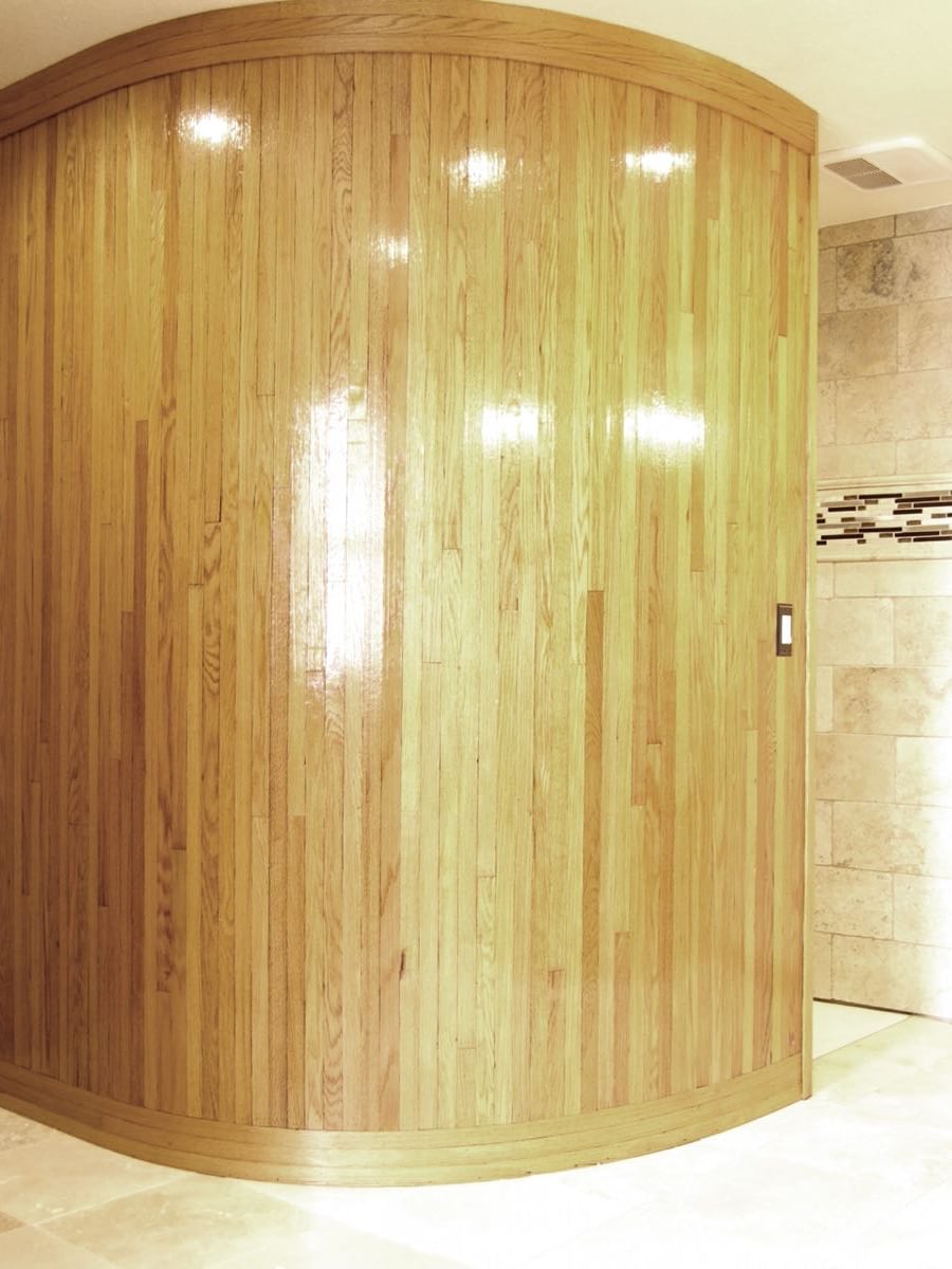 rounded wood shower