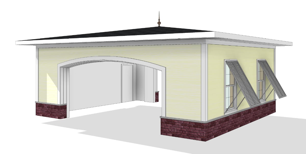 Rendering of a modern carriage porch