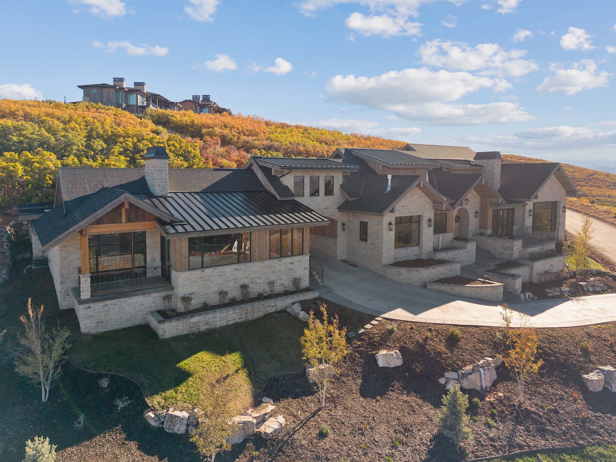 Angled exterior photograph of a custom home in Golden Eagle, Hideout, Utah.