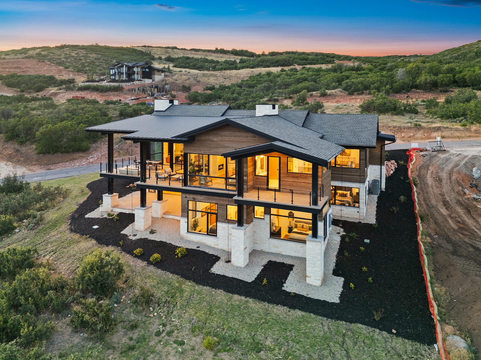 Rear aerial view of Halo Crest in Golden Eagle, Hideout, Utah