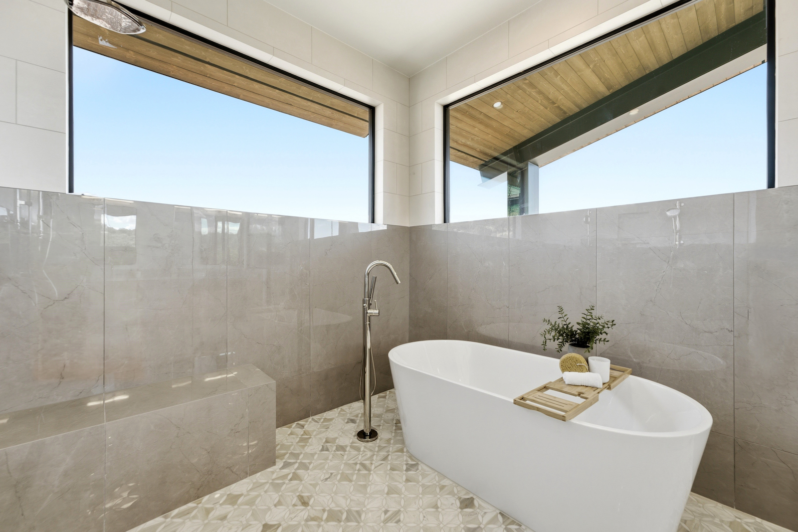 Halo Crest primary bathroom with freestanding tub in Hideout, Utah