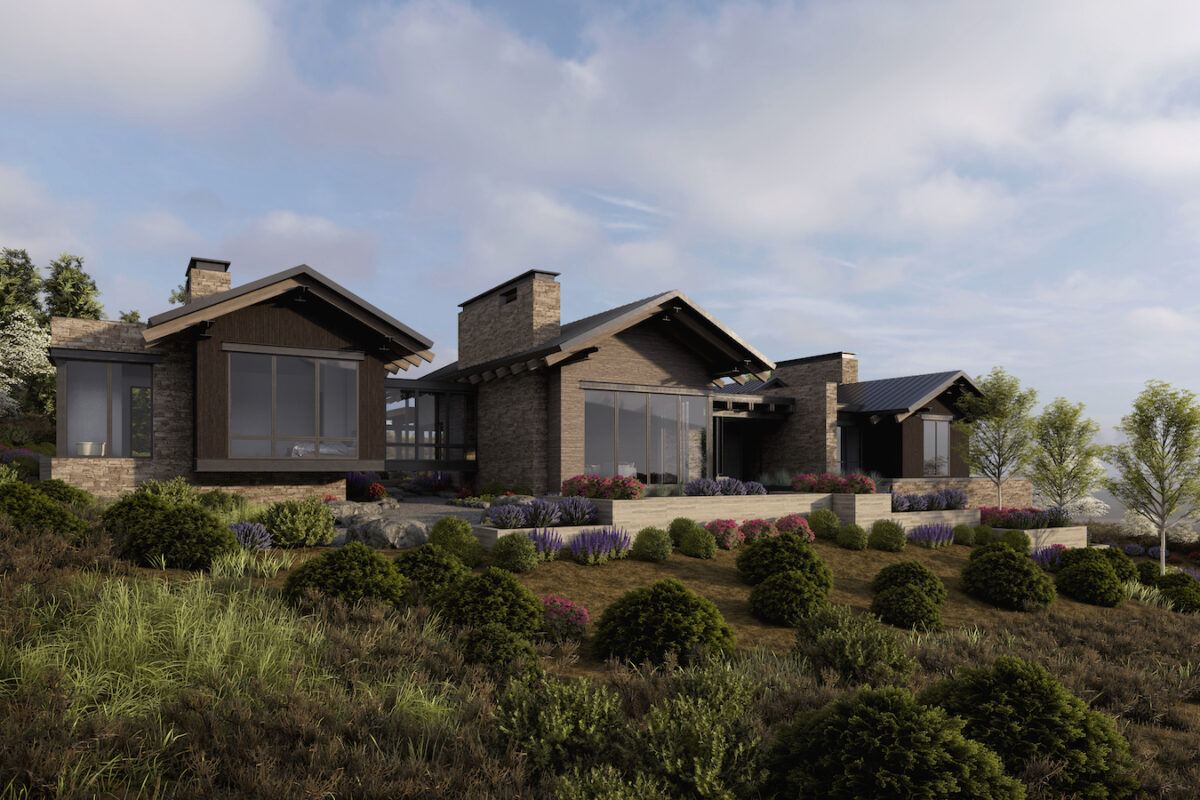 Exterior rendering of Tuhaye 16S-25 custom mountain residence in the Park City area