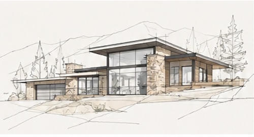 Conceptual architectural design sketch