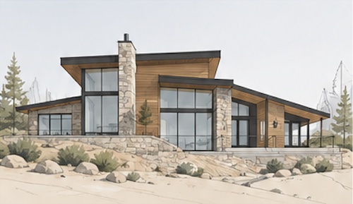 Custom home design development and material detailing